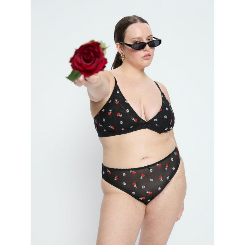 Dámské kalhotky Modibodi Intimates V Day Cheeky Brief Black Rose (DKMIVDCBBR)