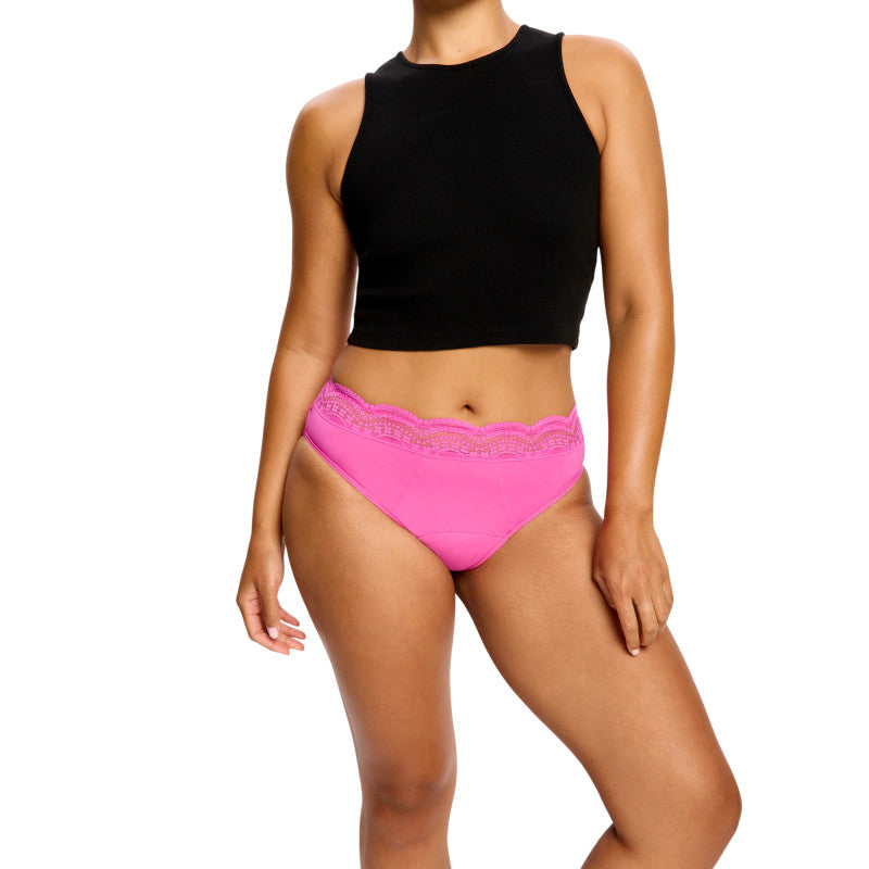 Menstruační kalhotky Modibodi Sensual Hi Waist Bikini Super Electric Fuchsia (MKMSEF)