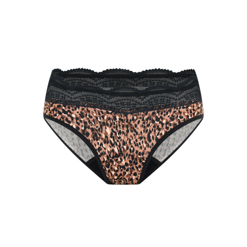 Menstruační kalhotky Modibodi Sensual Hi Waist Bikini Moderate Animalia Brown (MKMSHWBMAB)