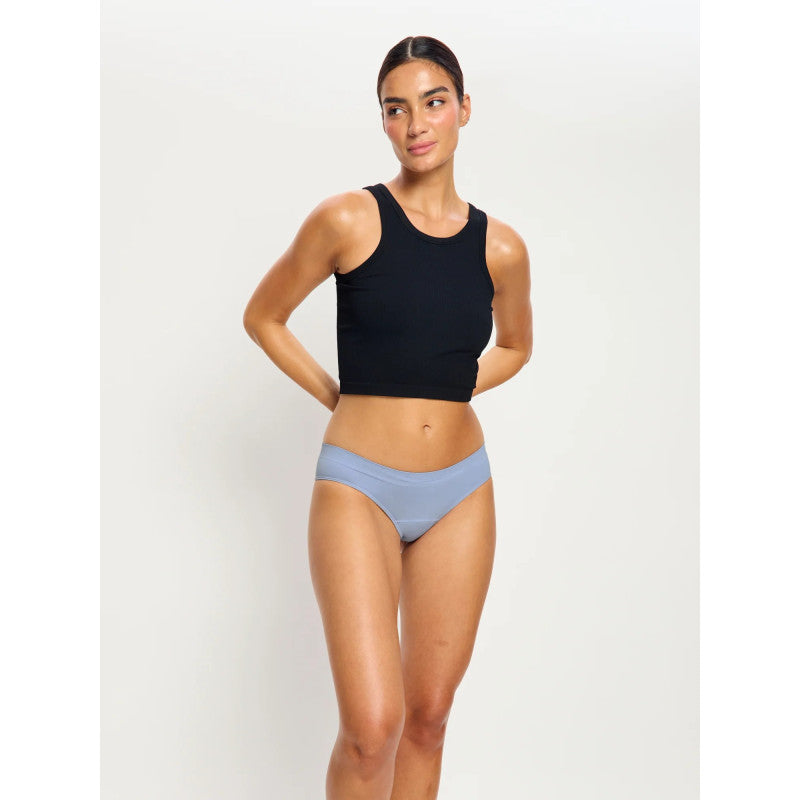 Menstruační tanga Modibodi Modicomfort Seamless Hi Waist Thong Light Teale Blue (MTMMSHWTLTB)