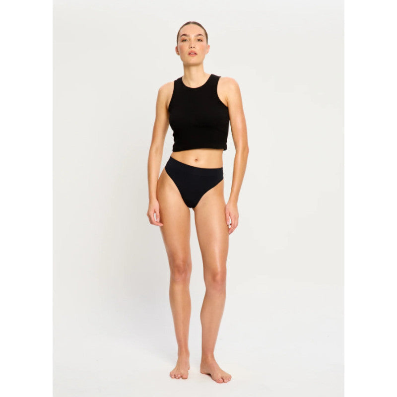 Menstruační tanga Modibodi Modicomfort Seamless Hi Waist Thong Light Black (MTMMSHWTLTB)