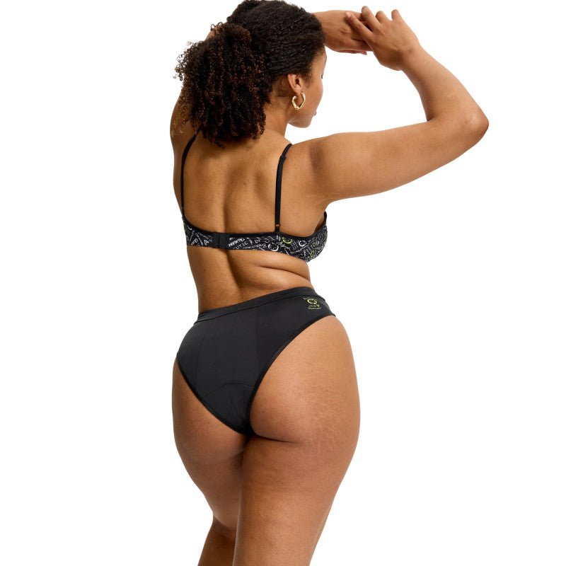 Menstruační kalhotky Modibodi Smileyworld Hi Waist Brief Super-Overnight Black (MKMSHWBSOB)