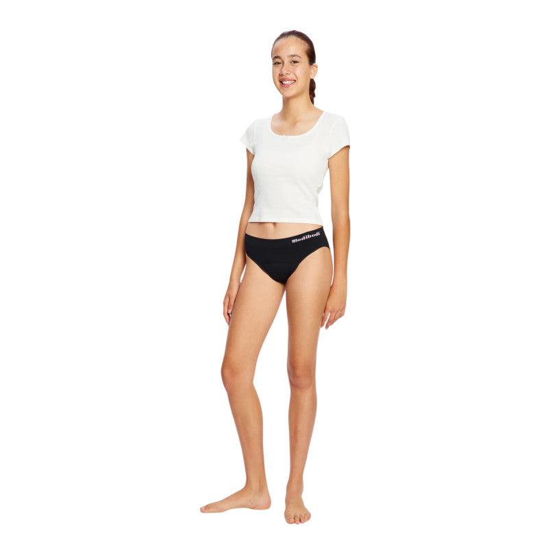 2PACK dívčí menstruační kalhotky Modibodi Teen Soft Stretch Seamless Hipster Bikini Moderate (DMKMTSSSHBM)
