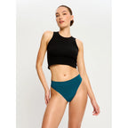 Menstruační kalhotky Modibodi Modicomfort Seamless Hi Waist Cheeky Moderate Teale Blue (MKMMSWCMTB)
