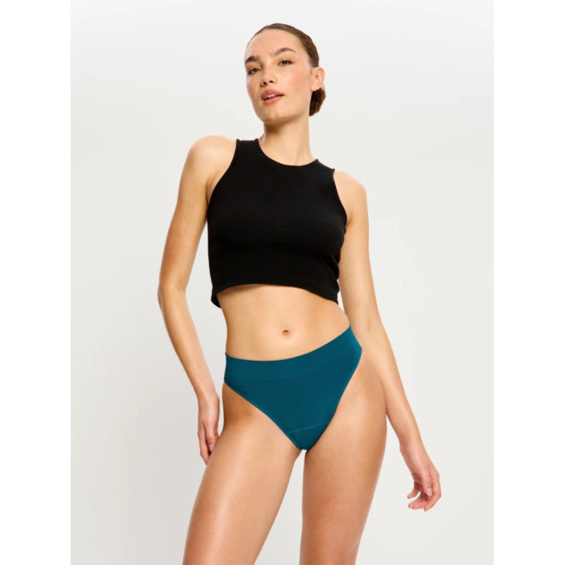 Menstruační kalhotky Modibodi Modicomfort Seamless Hi Waist Cheeky Moderate Teale Blue (MKMMSWCMTB)