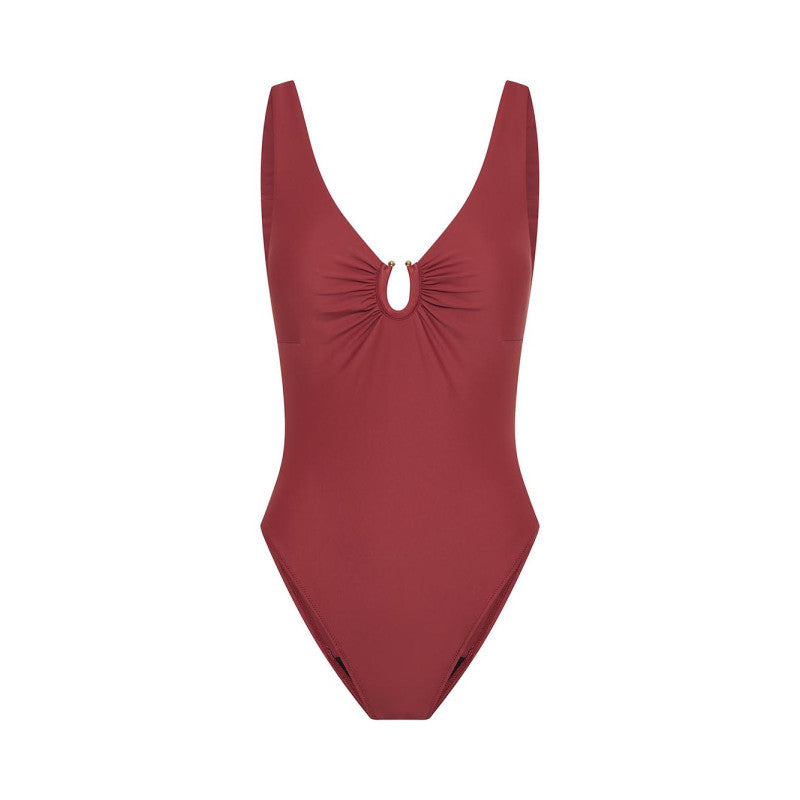 Menstruační plavky Modibodi High V Neck One Piece Sahara Red (MODI4370SR)