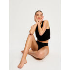 Menstruační tanga Modibodi Modicomfort Seamless Hi Waist Thong Light Black (MTMMSHWTLTB)