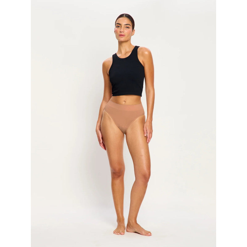 Menstruační tanga Modibodi Modicomfort Seamless Hi Waist Thong Light Teale Blue (MTMMSHWTLTB)
