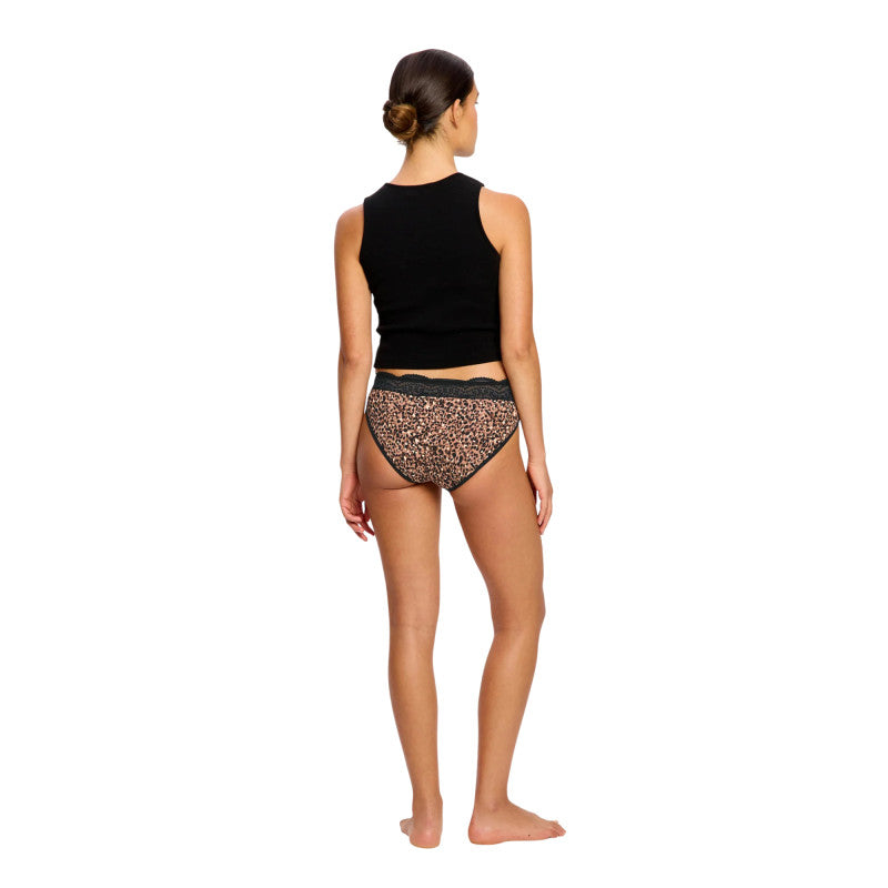 Menstruační kalhotky Modibodi Sensual Hi Waist Bikini Moderate Animalia Brown (MKMSHWBMAB)