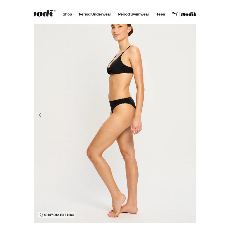 Menstruační plavky Modibodi Hi-Leg Cheeky Bottom Super Black spodní díl (MPMHLCBB)