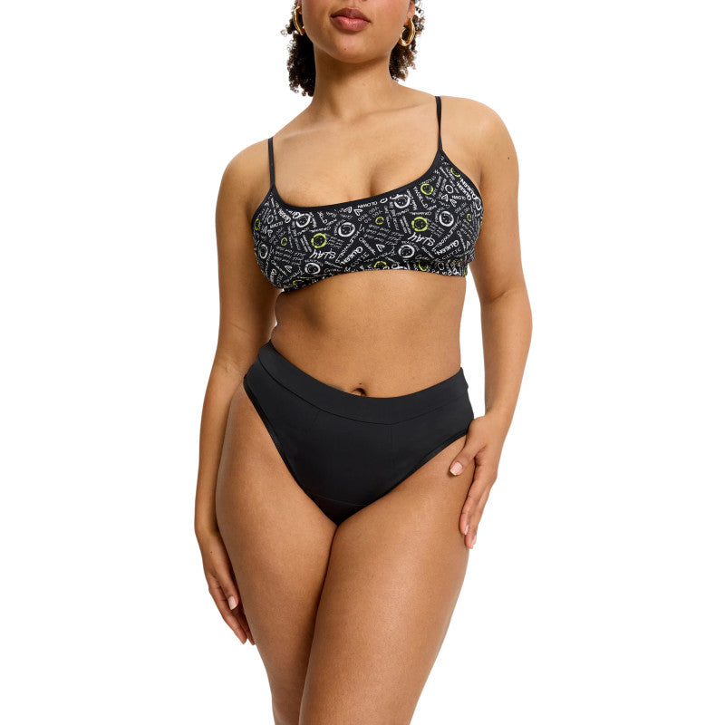 Menstruační kalhotky Modibodi Smileyworld Hi Waist Brief Super-Overnight Black (MKMSHWBSOB)