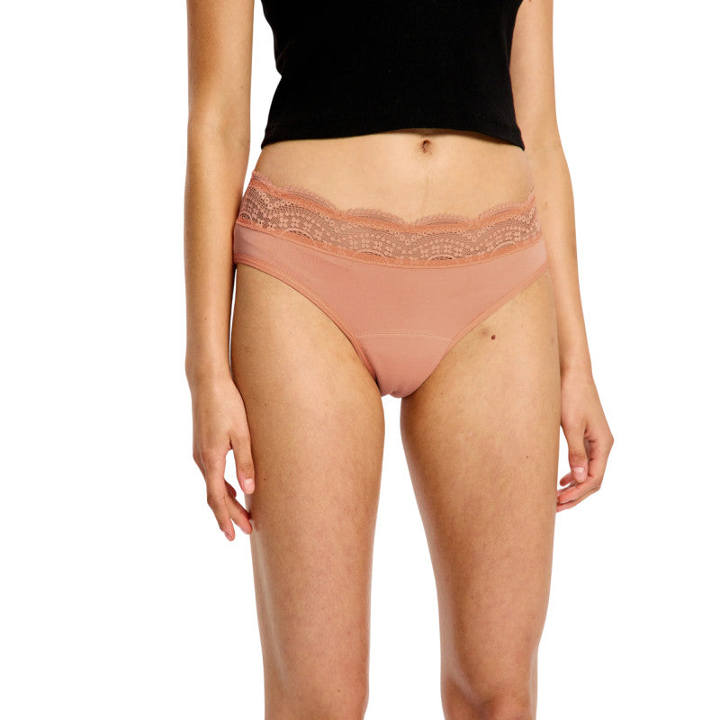 Menstruační kalhotky Modibodi Sensual Hi Waist Bikini Light Cameo Peach (MKMSHWLCP)