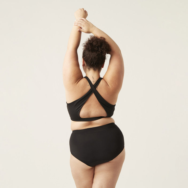 Menstruační plavky Modibodi Hi-Waist Bikini Brief Light-Moderate černé spodní díl (SWSBHKLMBLAW)