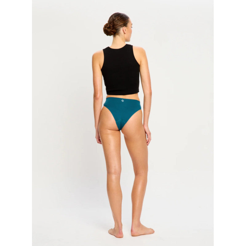 Menstruační kalhotky Modibodi Modicomfort Seamless Hi Waist Cheeky Moderate Teale Blue (MKMMSWCMTB)