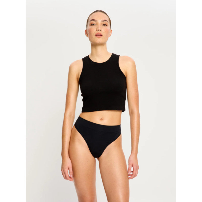 Menstruační tanga Modibodi Modicomfort Seamless Hi Waist Thong Light Black (MTMMSHWTLTB)