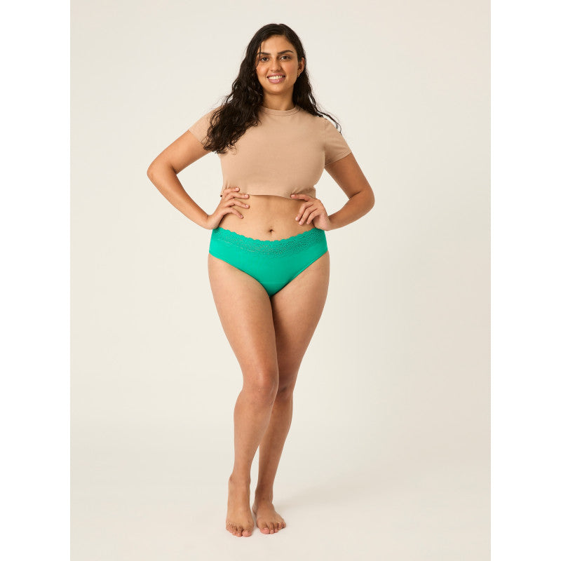 Menstruační kalhotky Modibodi Sensual Hi-Waist Bikini Moderate-Heavy Jade (MODI4038J)