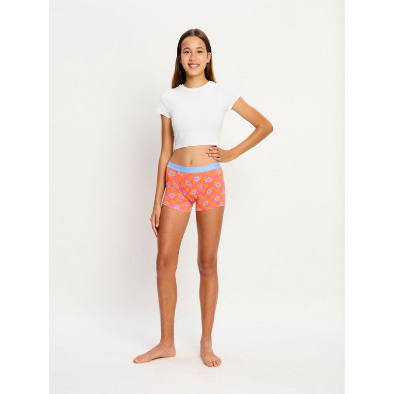 Dívčí menstruační kalhotky Modibodi Teen Hipster Boyshort Moderate Flower Checkerboard (DMKMTHBMFC)