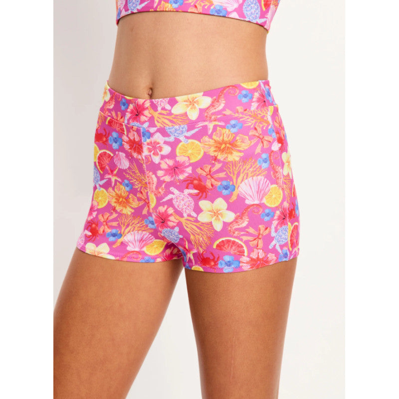 Dívčí menstruační plavky Modibodi Marine Teen Swimwear Hi Waist Short Super Tropicana Crush (DMKMMTSHWSSTCSD)
