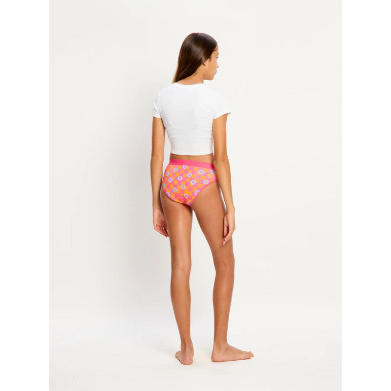 Dívčí menstruační kalhotky Modibodi Teen Hipster Bikini Super Flower Checkerboard (DMKMTHBSFC)