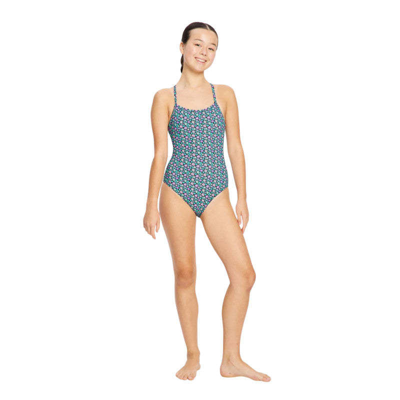 Dívčí menstruační plavky Modibodi Performance Racerback One Piece Super Marble Blue jednodílné (DMPMPROPSMB)
