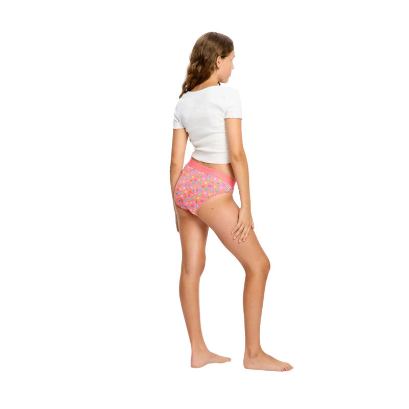 Dívčí menstruační kalhotky Modibodi Smileyworld Teen Hipster Bikini Super Happy Hearts (DMKMSTHBSHH)