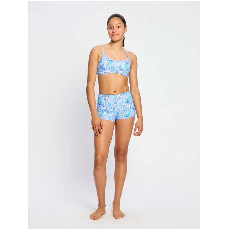 Dívčí plavky Modibodi crop top Jungle palm black horní díl (DPMHDCTPB)