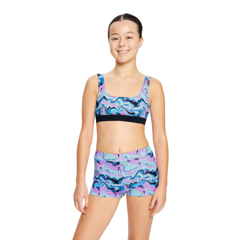 Dívčí plavky Modibodi Performance Reversible Crop Top Marble Blue horní díl (DPMPRCTMB)