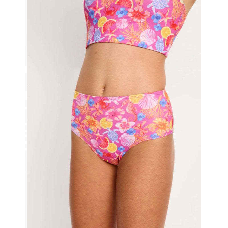 Dívčí menstruační plavky Modibodi Teen Swimwear Hi Waist Bikini Brief Supe Tropicana Crush spodní díl (DMPMADTSHWBBSTCSD)