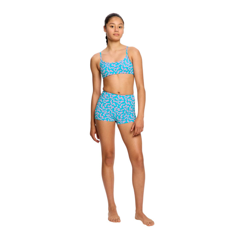 Dívčí menstruační plavky Modibodi Performance Hi Waist Short Super Marble Blue spodní díl (DMPMPHWSSMB)