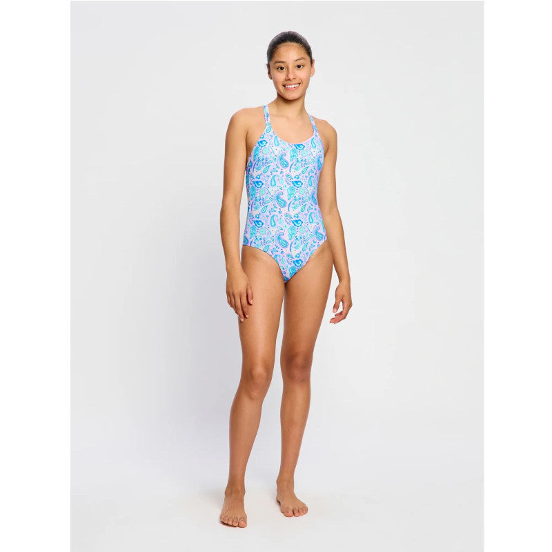 Dívčí menstruační plavky Modibodi Performance Racerback One Piece Super Marble Blue jednodílné (DMPMPROPSMB)