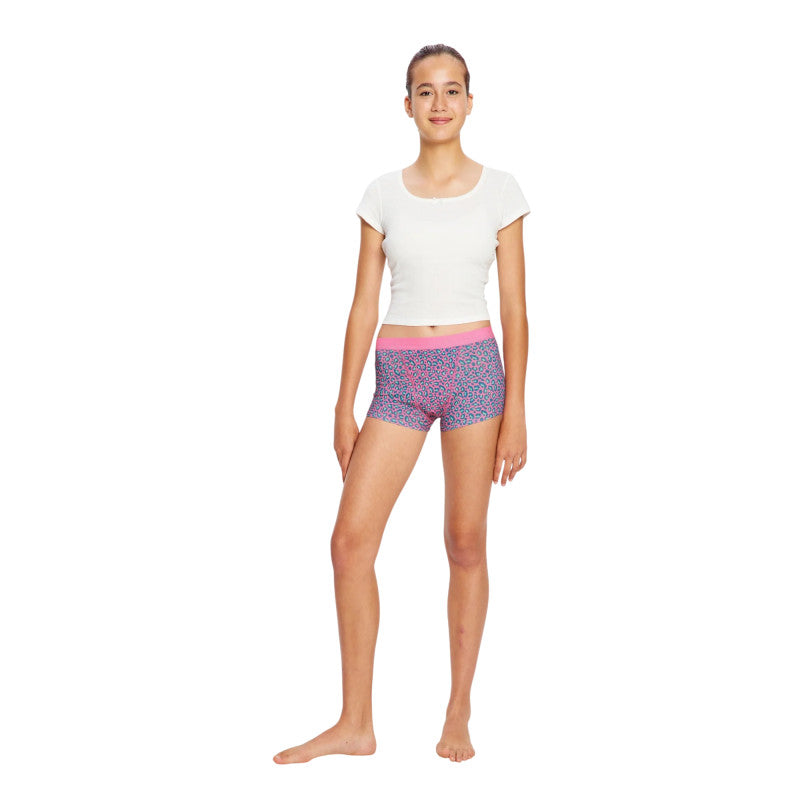 Dívčí menstruační kalhotky Modibodi Teen Hipster Boyshort Super Boho Botanical Blue (DMKMTHBSBBB)