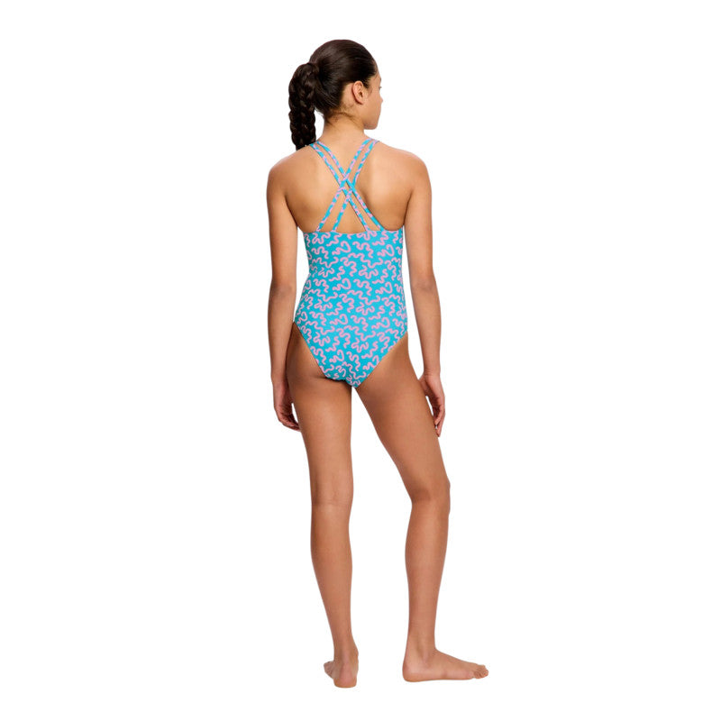Dívčí menstruační plavky Modibodi Performance Racerback One Piece Super Marble Blue jednodílné (DMPMPROPSMB)