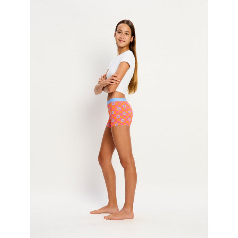 Dívčí menstruační kalhotky Modibodi Teen Hipster Boyshort Moderate Flower Checkerboard (DMKMTHBMFC)