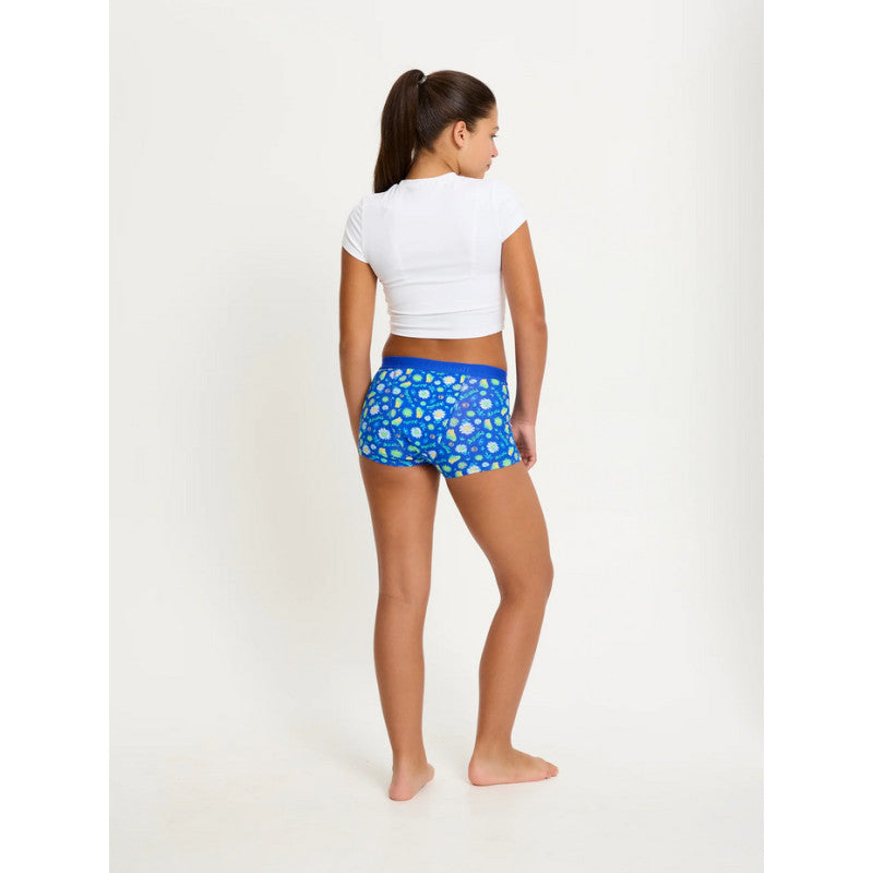 Dívčí menstruační kalhotky Modibodi Teen Hipster Boyshort Super Boho Botanical Blue (DMKMTHBSBBB)